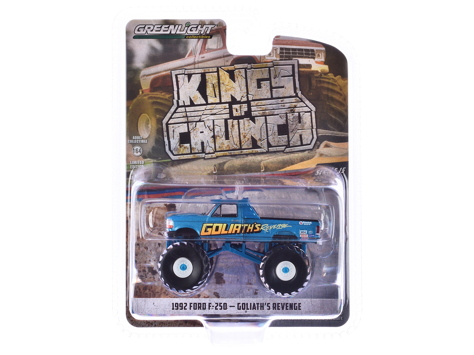 1992 Ford F-250 Monster Truck Yellow "Liquidator" "Kings of Crunch" Series 12 1/64 Diecast Model Car by Greenlight