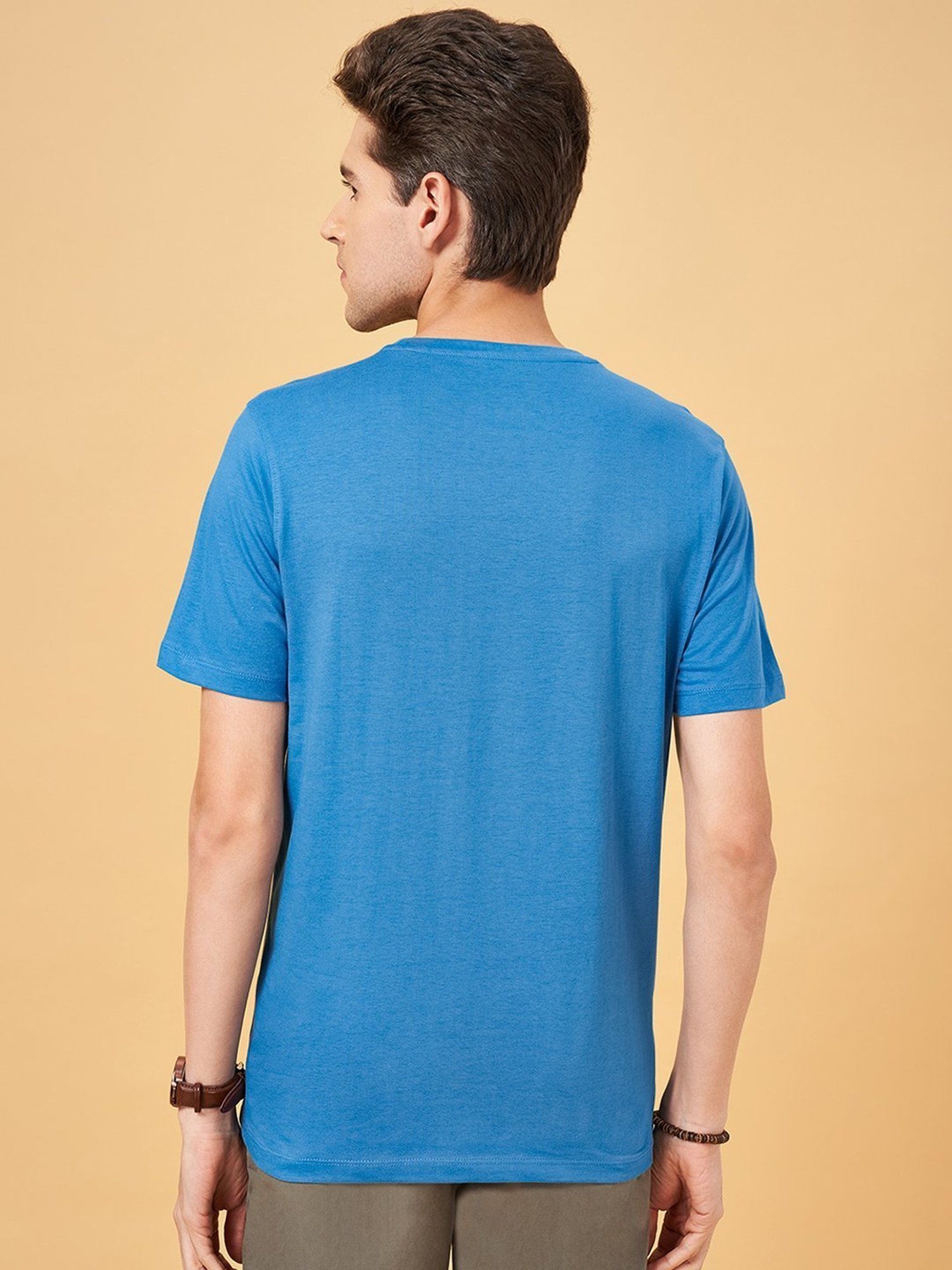 Urban Ranger by Pantaloons Federal Blue Cotton Regular Fit Printed T-Shirt