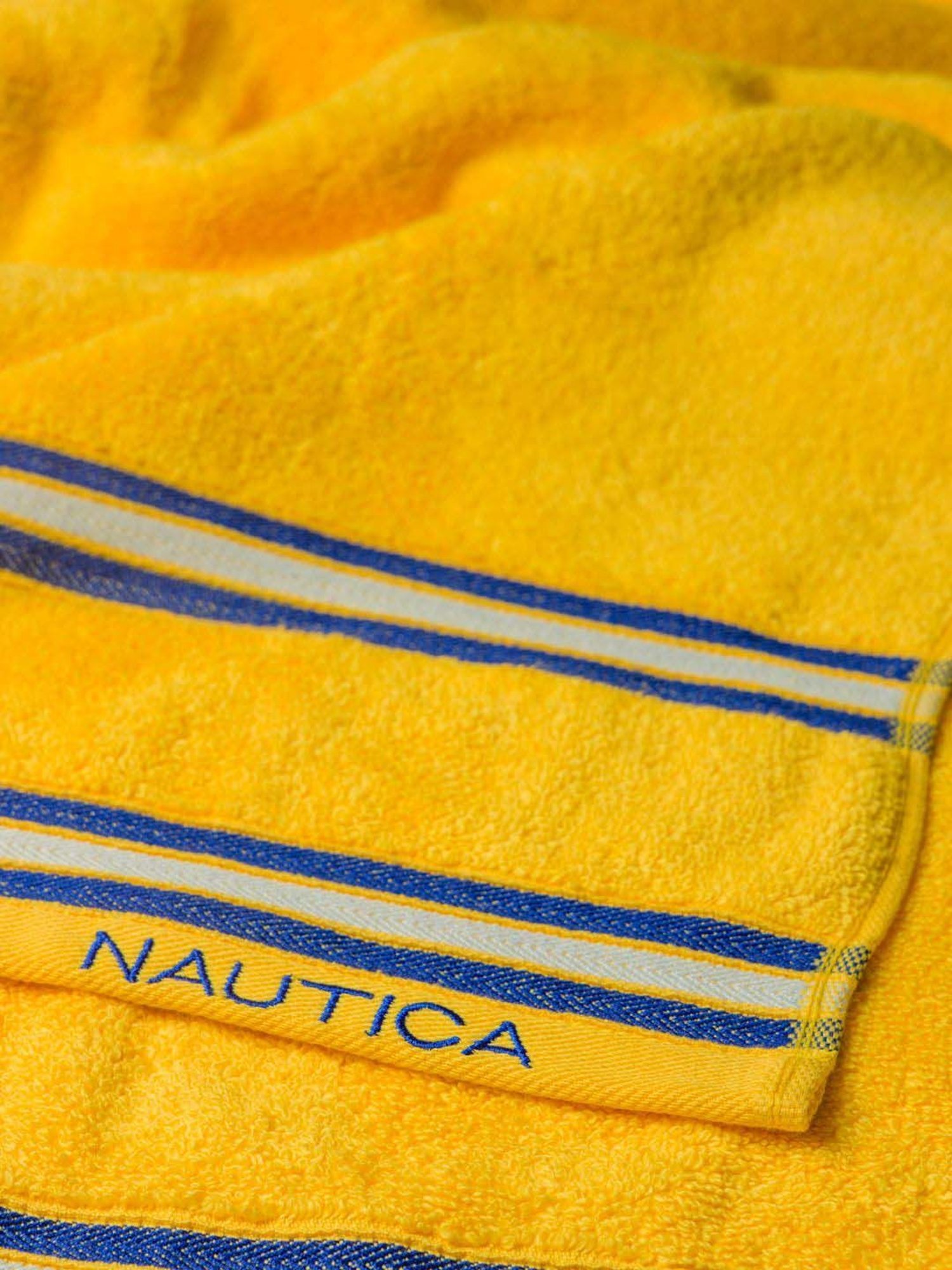 Nautica Vintage Crew Stripe Burgundy & Yellow Cotton 500 GSM Zero Twist Face Towel - Set of 8