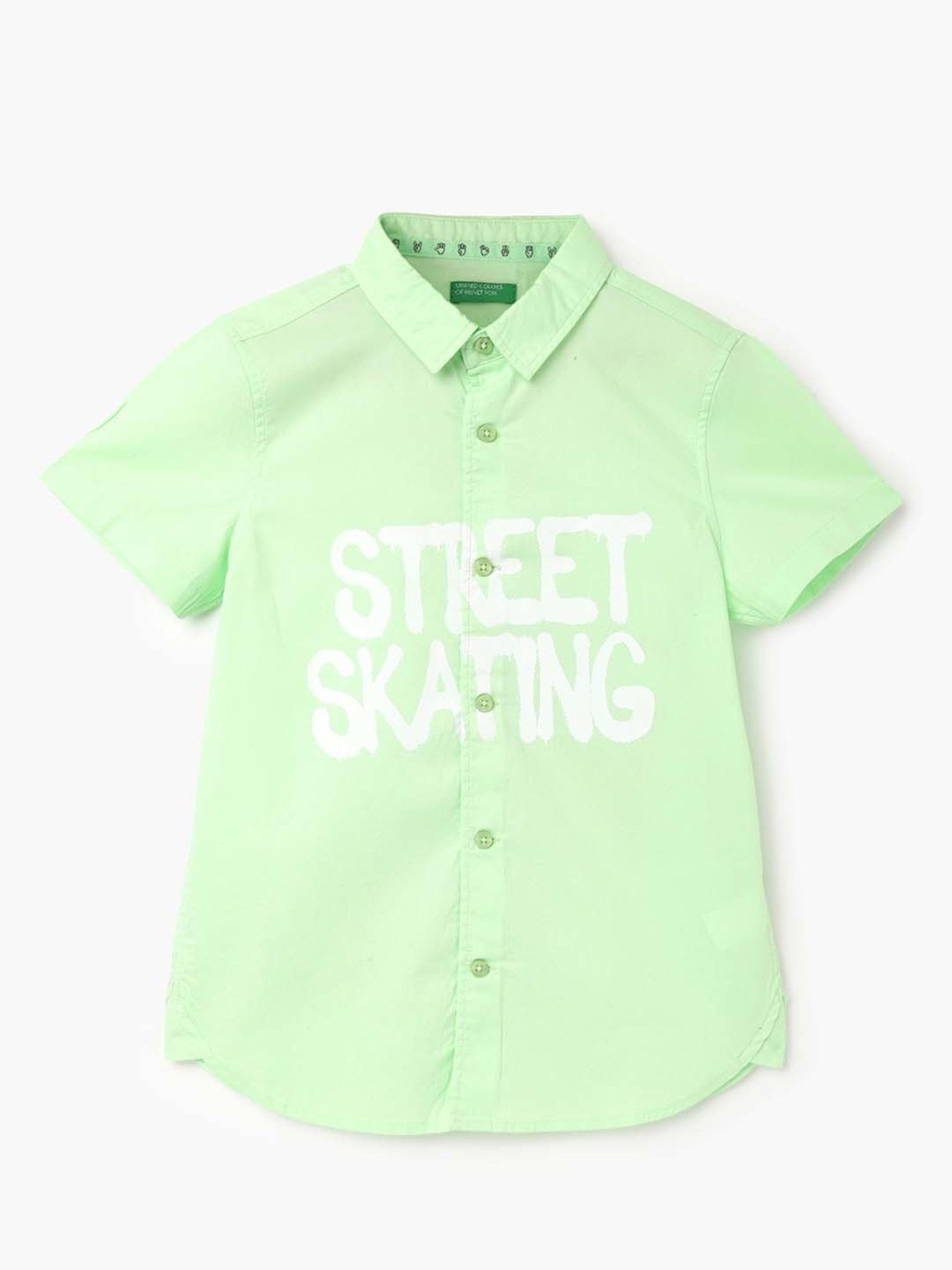 United Colors of Benetton Kids Green Cotton Printed Shirt