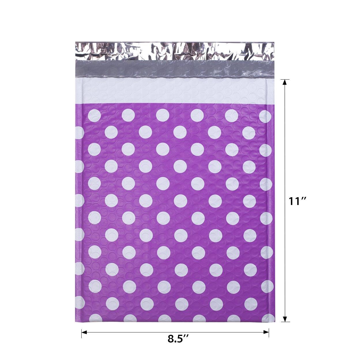 UCGOU #2 8.5x12 Inch Purple Dot Padded Envelopes Water Proof Poly Bubble Mailers Self Seal Mailing Envelopes Pack of 25