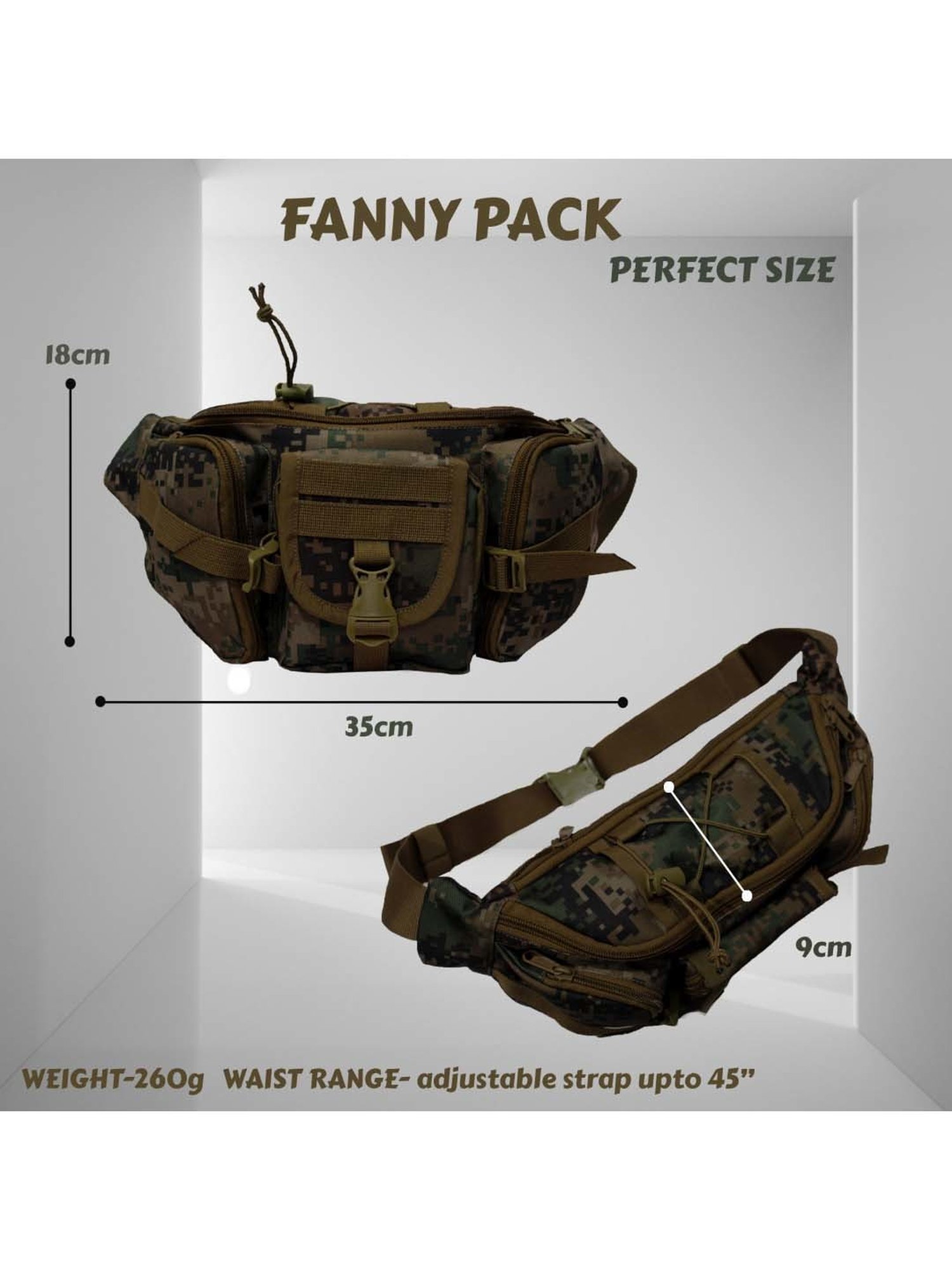 F Gear Brown Printed Waist Pouch