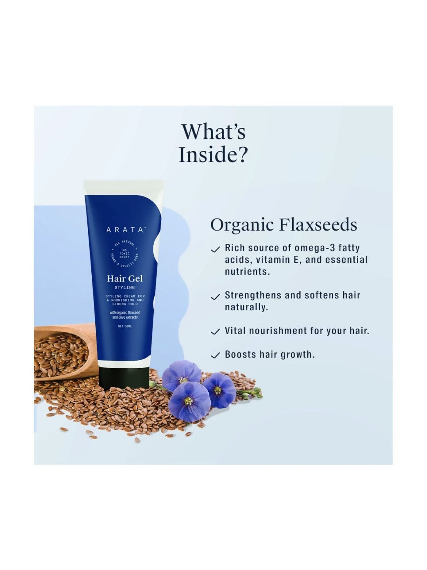 Arata Zero Chemicals Natural Hair Gel - 50 ml