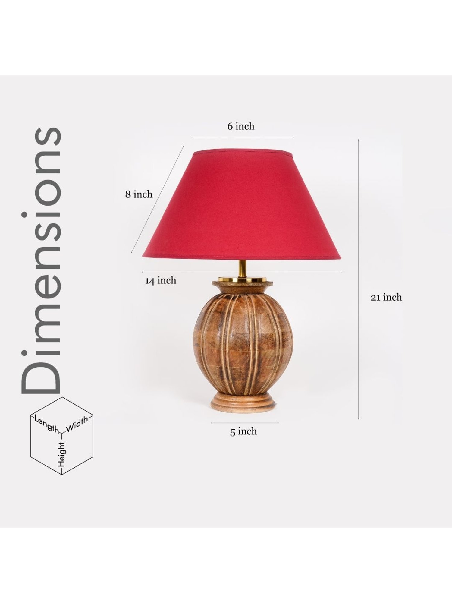 Kapoor Lamp Shades Natural Wood & Red Wood Astros Carved Cotton Shade Table Lamp