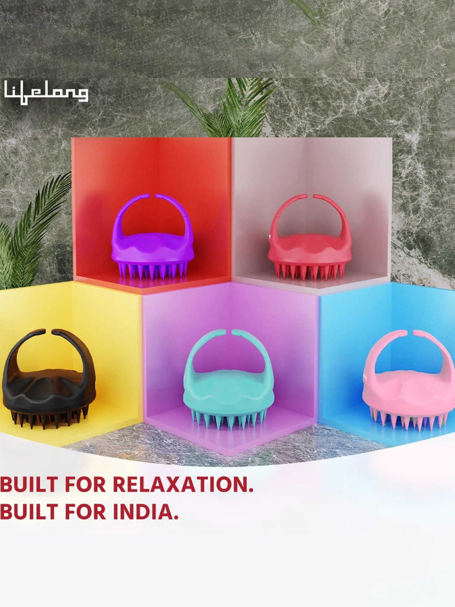 Lifelong LLM666 Silicone Scalp Massager Shampoo Brush with Body Scrubber (Purple)
