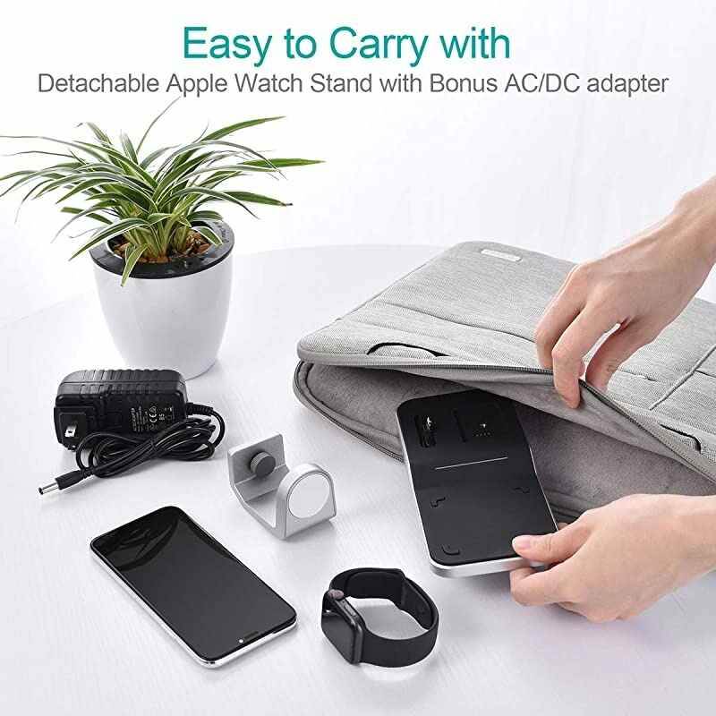 Wireless Charger,MFi Certified 4 in 1 Wireless Charging Station Dock Charging Stand for iWatch SE/6/5/4/3/2,iPhone SE/11/12/12 Pro/12 Pro Max,Galaxy S20/Note 10/S10,AirPods Pro (With Adapter)