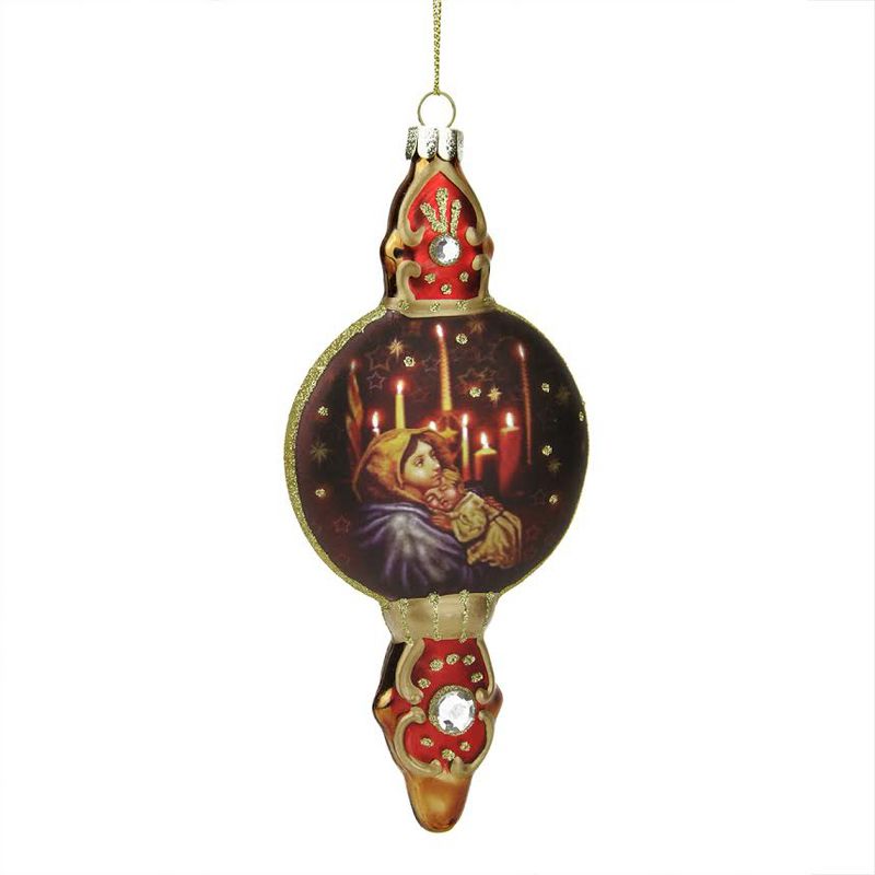 Mark Roberts Products 6.5" Red and Gold Mary with Baby Jesus Religious Glass Finial Christmas Ornament