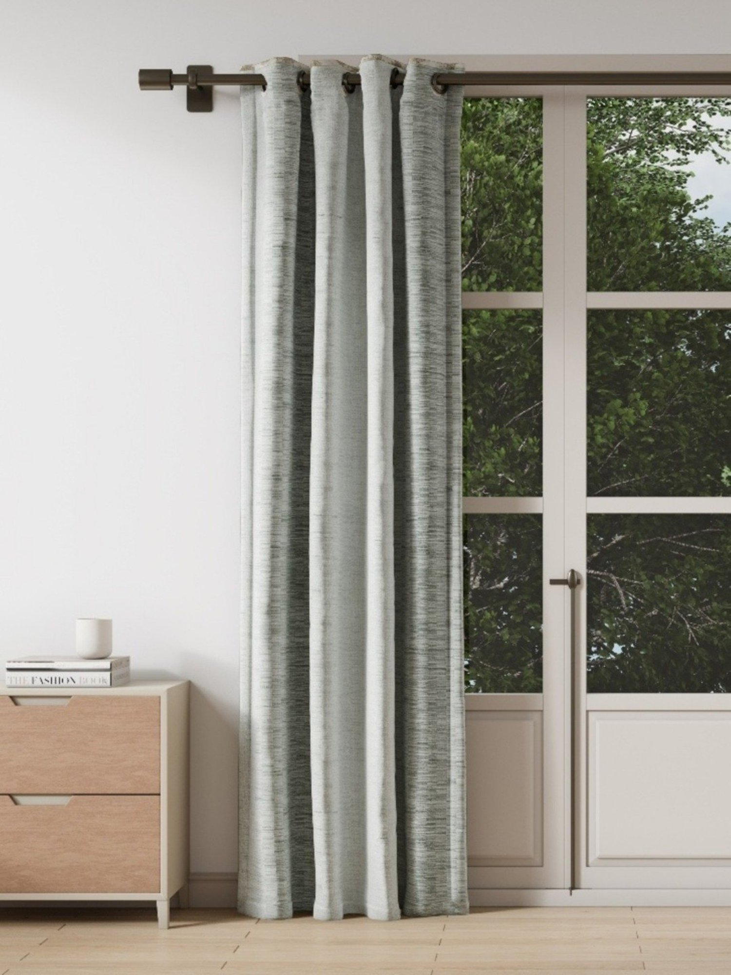 DDecor Grey Self Polyester 9 ft Long Door Curtain
