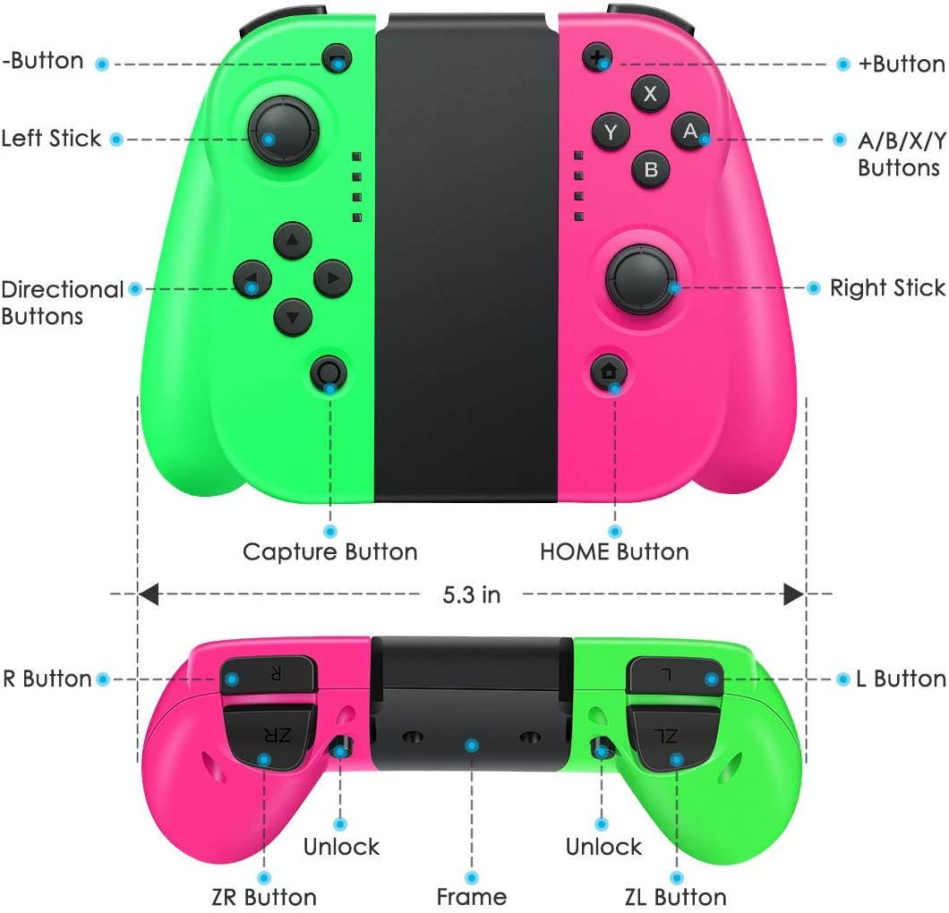 Leelbox Switch controllers for Nintendo Switch, Bluetooth Wireless Gamepad Joystick Console Remote Controller, Double Shock, 6-Axis Gyro, as a substitution for Joy Con Controller