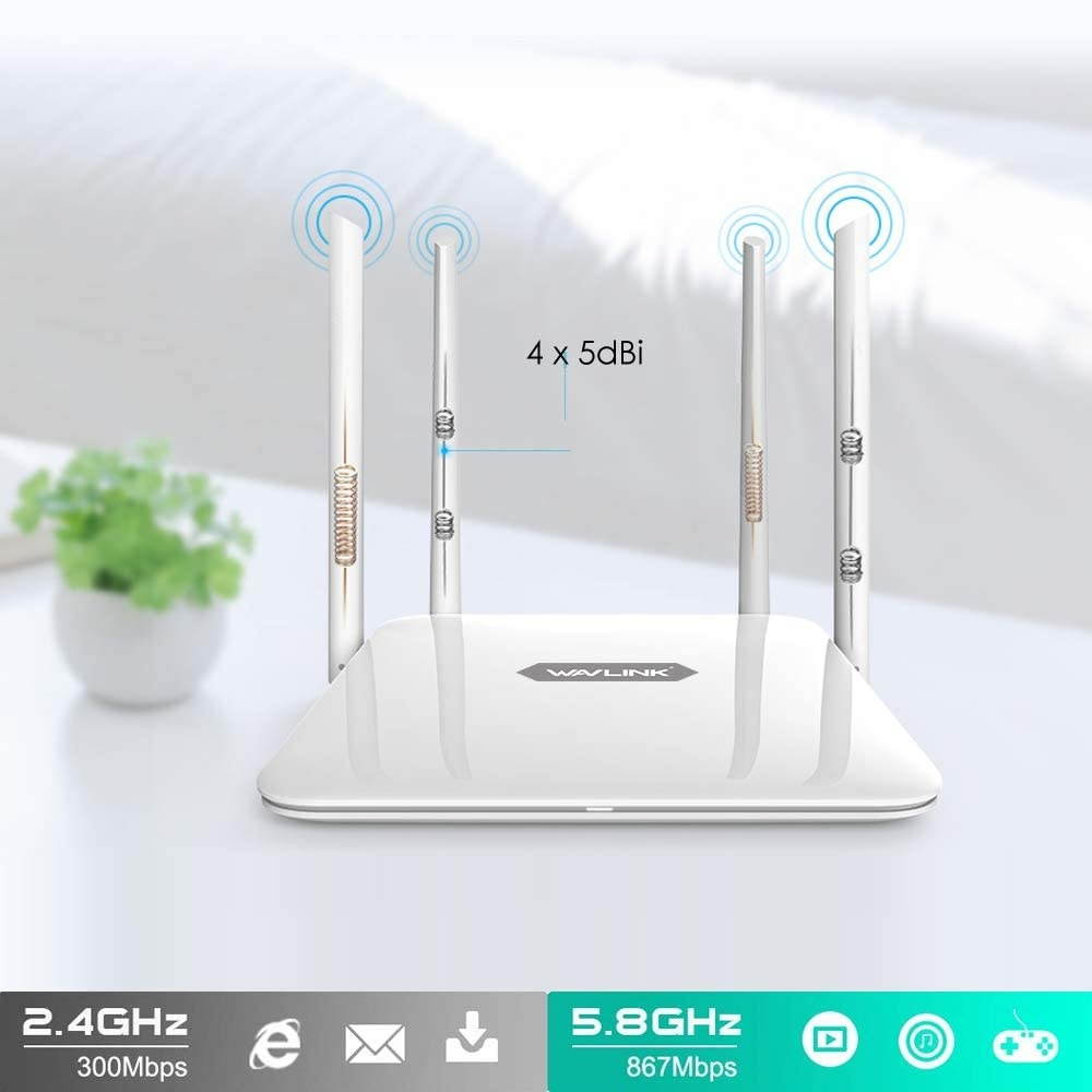Gigabit WiFi RouterWAVLINK Home Router 1200Mbps WiFi RouterHigh Power Wireless Wi-Fi RouterDual Band 5Ghz+2.4Ghz with 2 x 2 MIMO 5dBi Antennas Internet Router