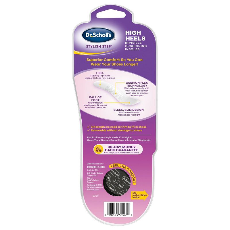Dr. Scholl's Stylish Step Invisible Cushioning Insoles for High Heels – 1 Pair – Size (6-10)