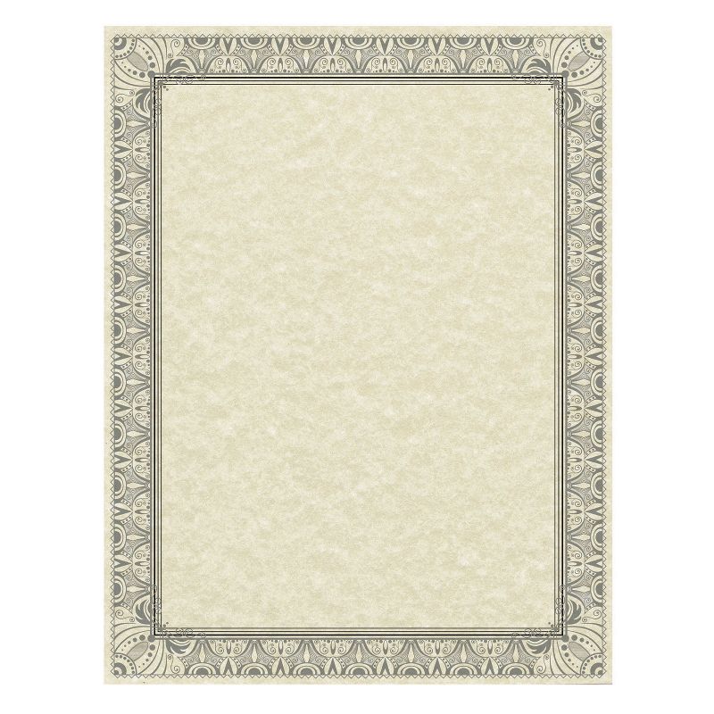 Southworth Parchment Certif Retro 8 1/2 x 11 Ivory w/Black & Silver-Foil Border 91353