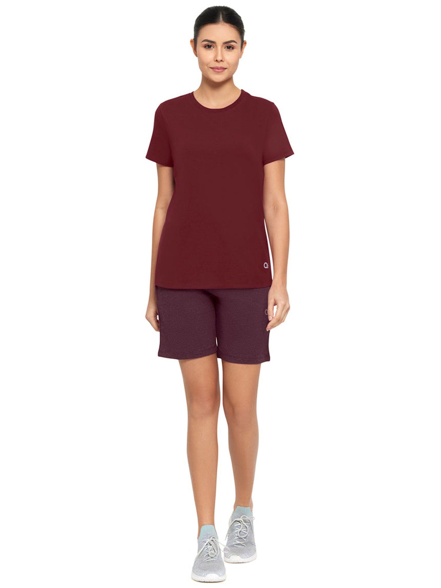 Amante Wine Cotton Low Rise Sports Shorts