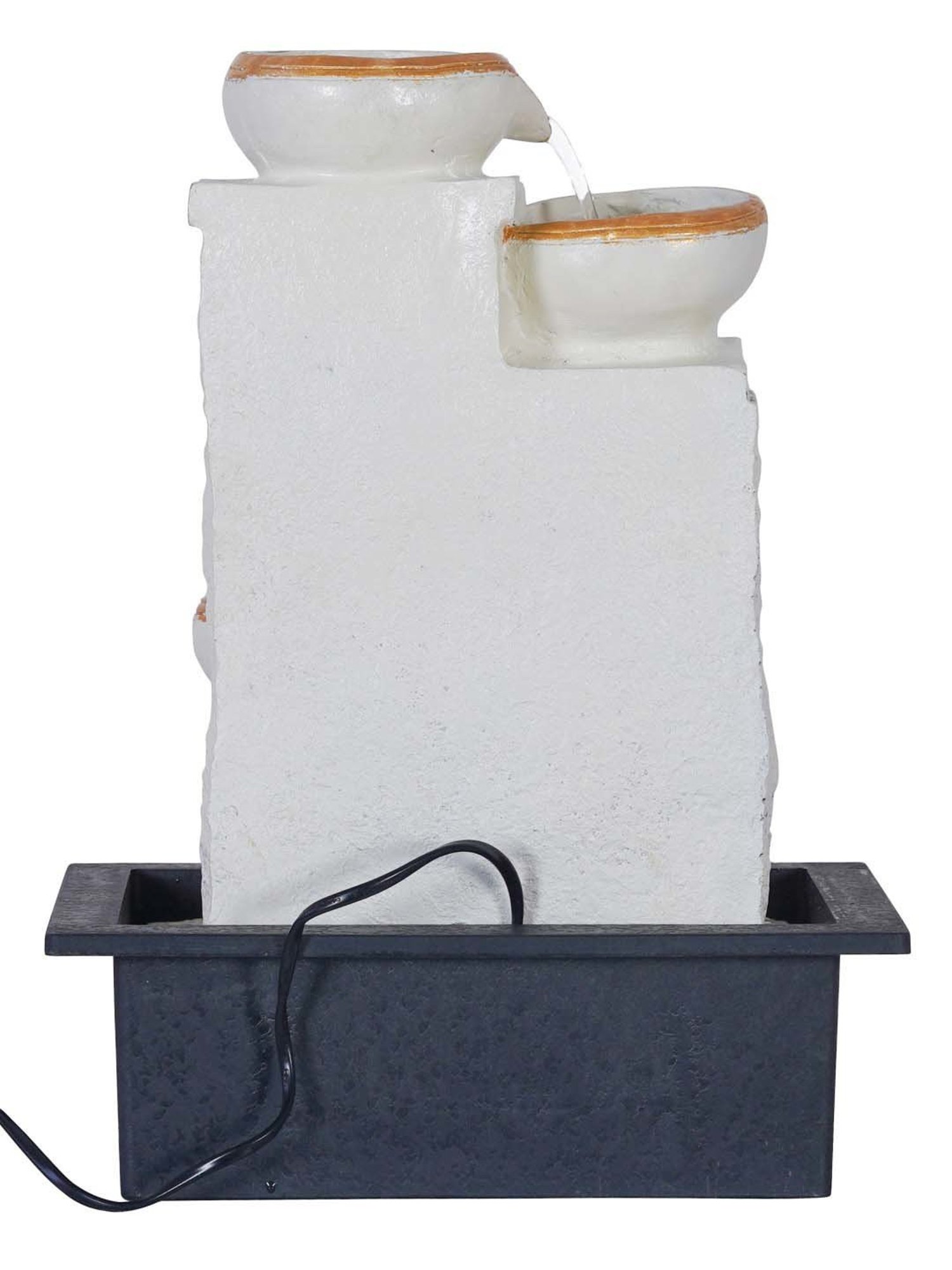 CHRONIKLE Golden & White Polyresin Table Top 5 Diya Steps Waterfall Fountain