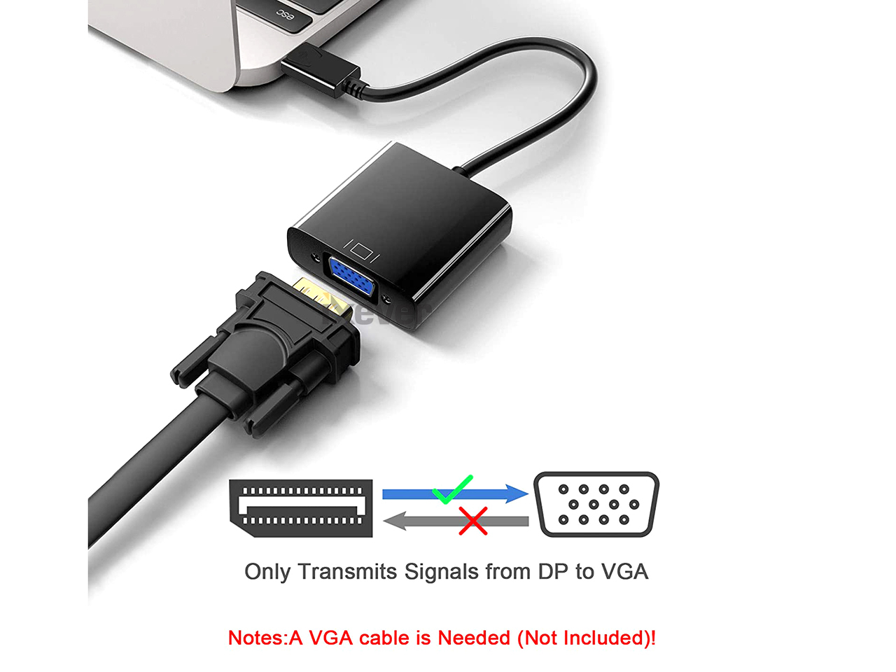 Display Port to VGA (2Pack), Gold Plated DisplayPort to VGA Converter Adapter (Male to Female) for Computer, Desktop, Laptop, PC, Monitor, Projector, HDTV, HP, Lenovo, Dell, ASUS and More