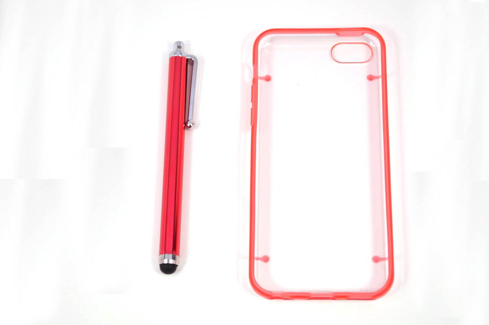 Red Glow in the Dark Rubber Edge iPhone 5C Plastic Cell Phone Cover Case with Free Stylus