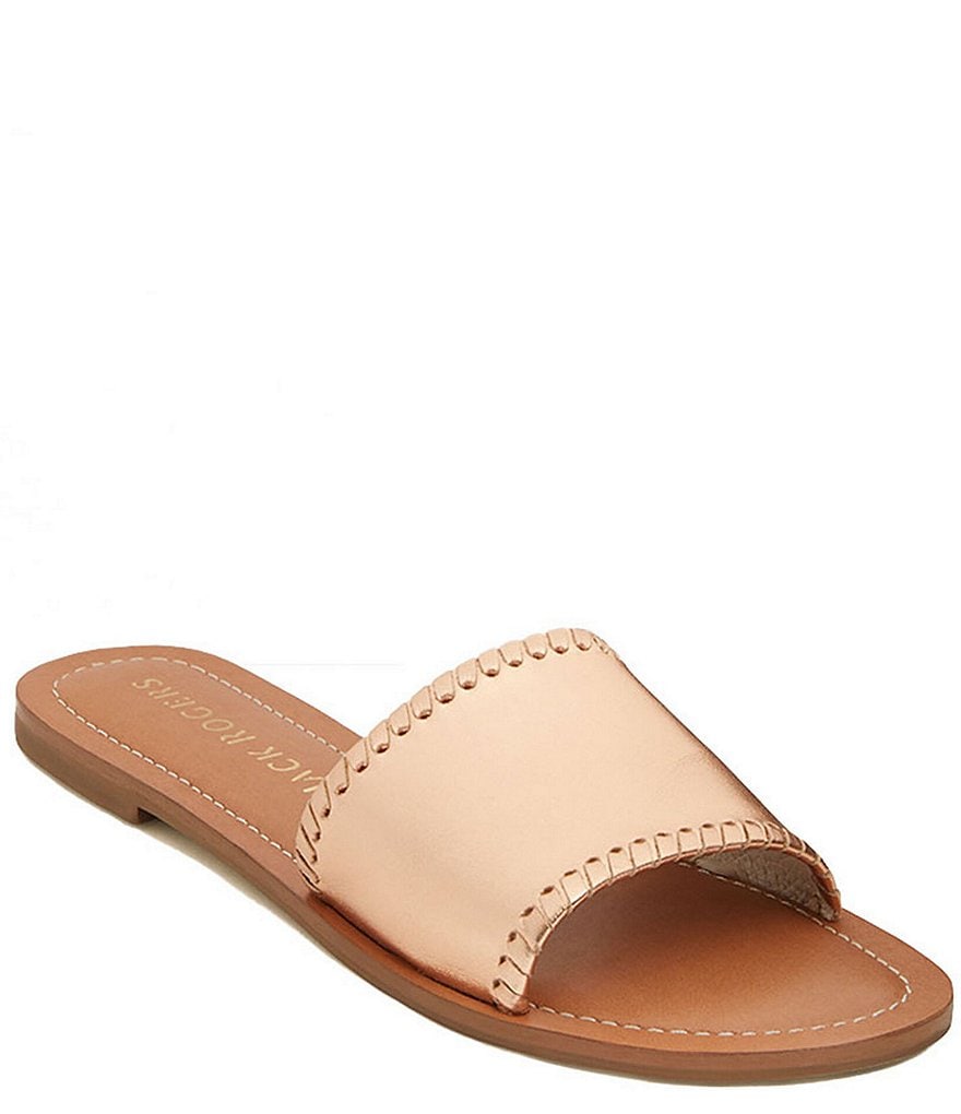 Jack Rogers Sofia Leather Whipstitch Detail Slides