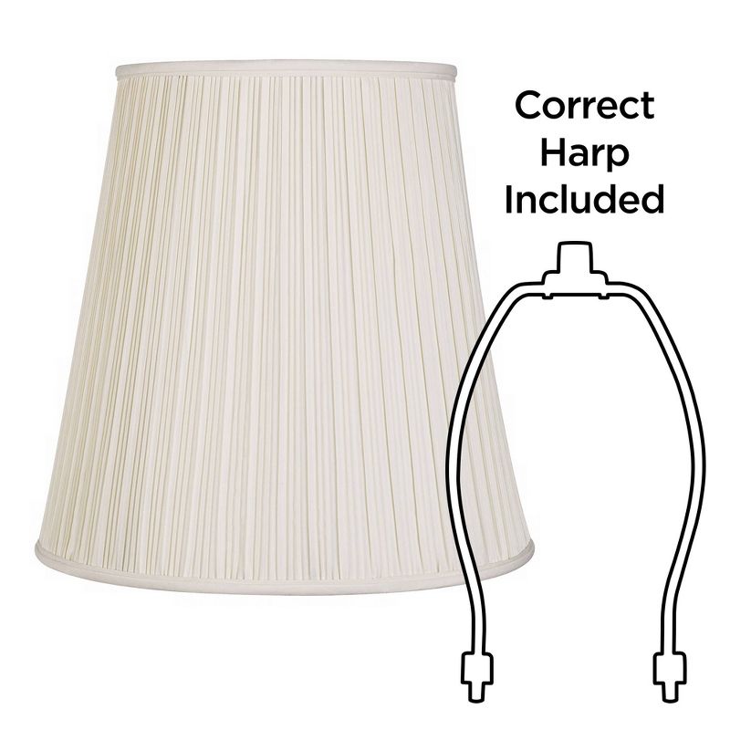 Springcrest Creme Mushroom Pleat Large Lamp Shade 12" Top x 18" Bottom x 18" Slant x 17.75" High (Spider) Replacement with Harp and Finial
