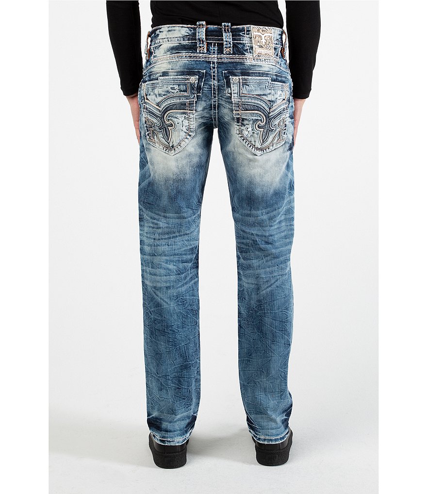 Rock Revival Clyde J201 Straight-Fit Acid-Wash Denim Jeans