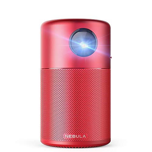 Nebula Capsule, by Anker, Smart Wi-Fi Mini Projector, Red, 100 ANSI Lumen Portable Projector, 360&deg; Speaker, Movie Projector, 100 Inch Picture, 4-Hour Video Playtime, Outdoor Projector - Watch Anywhere