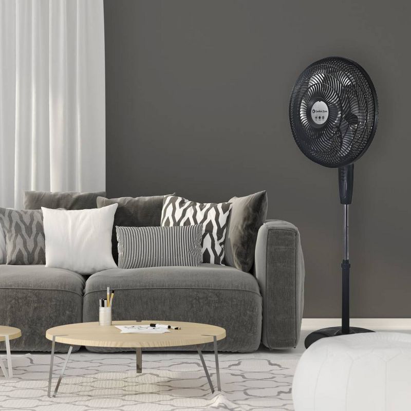 Comfort Zone 18" Power Curve Oscillating Stand Fan Black