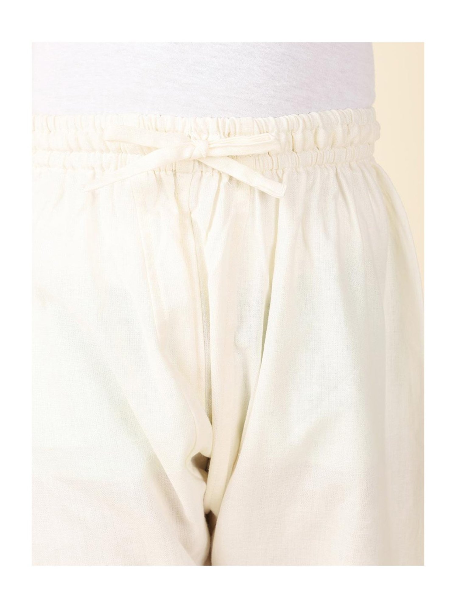 Fabindia Kids White Solid Pyjamas