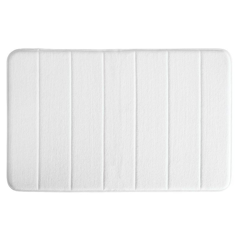 Dot Shower Curtain with Memory Foam Mat and Ring Bundle Coral/White - iDESIGN