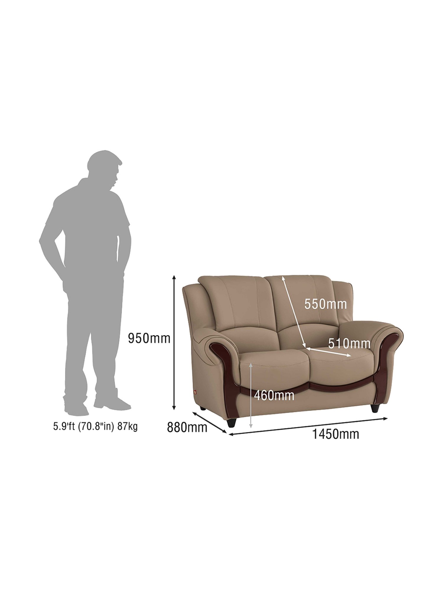 Durian Blos Brown Premium Leatherette 2 Seater Sofa