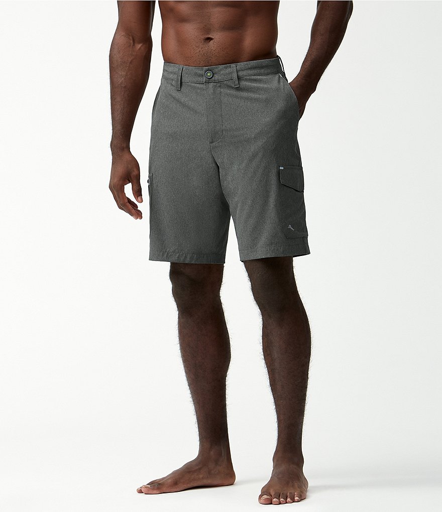 Roundtree & Yorke Big and Tall Performance 9#double; and 11#double; Inseam Flat Front Herringbone Print Shorts