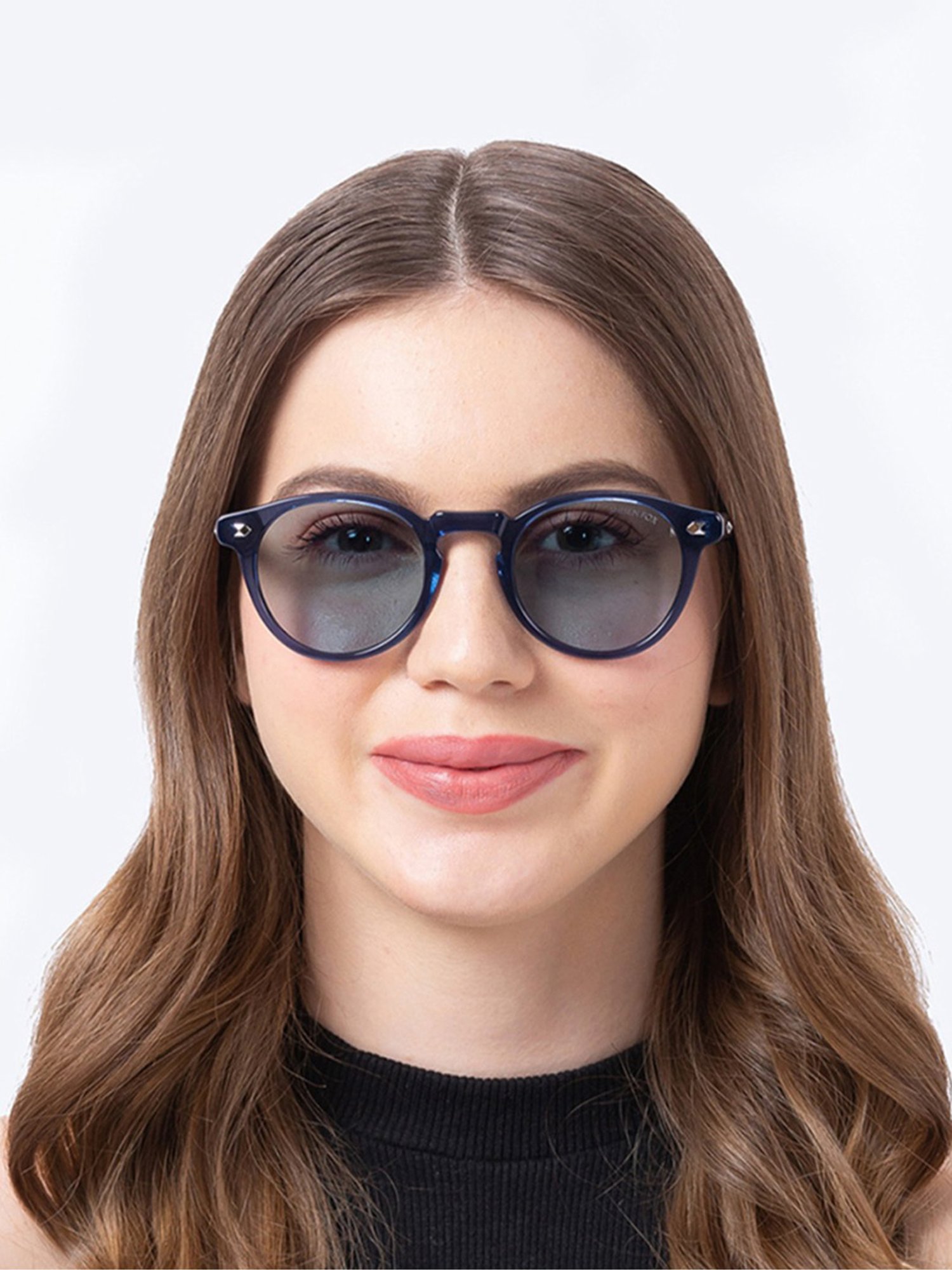 Shisen Fox Miyoko Sapphire Rectangular Unisex UV Protection Sunglasses -49 mm