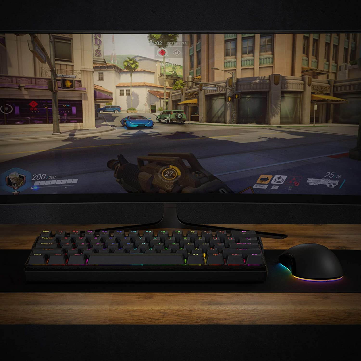 KEMOVE 61 Shadow hot swappable Bluetooth 5.1 Wireless/Wired 60% RGB Mechanical Gaming Keyboard, PBT Keycap, Full Keys Programmable for Win/Mac - Black (Gateron White Mechanical Switch)