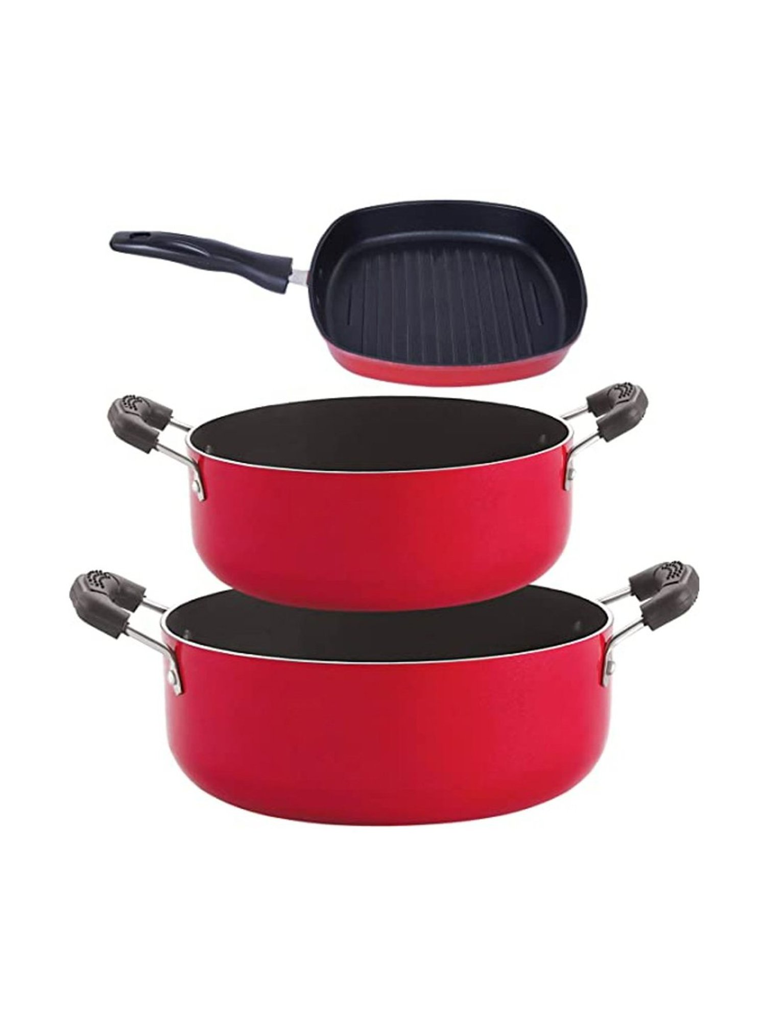 Nirlon Red Aluminium Non-Stick Cookware Combo Set of 3