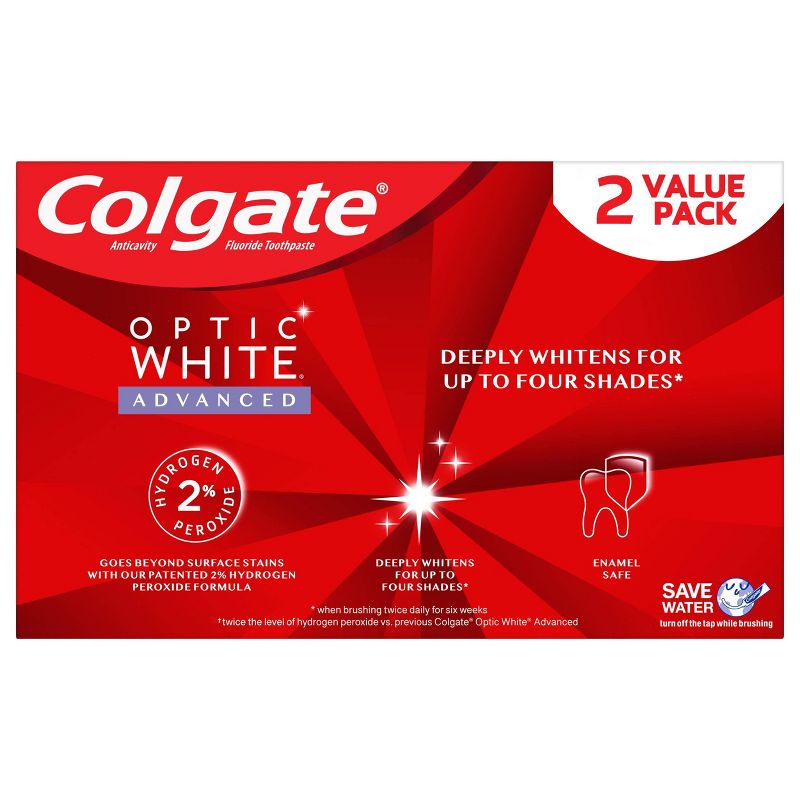 Colgate Optic White Advanced Teeth Whitening Toothpaste - Icy Fresh - 3.2oz/2pk