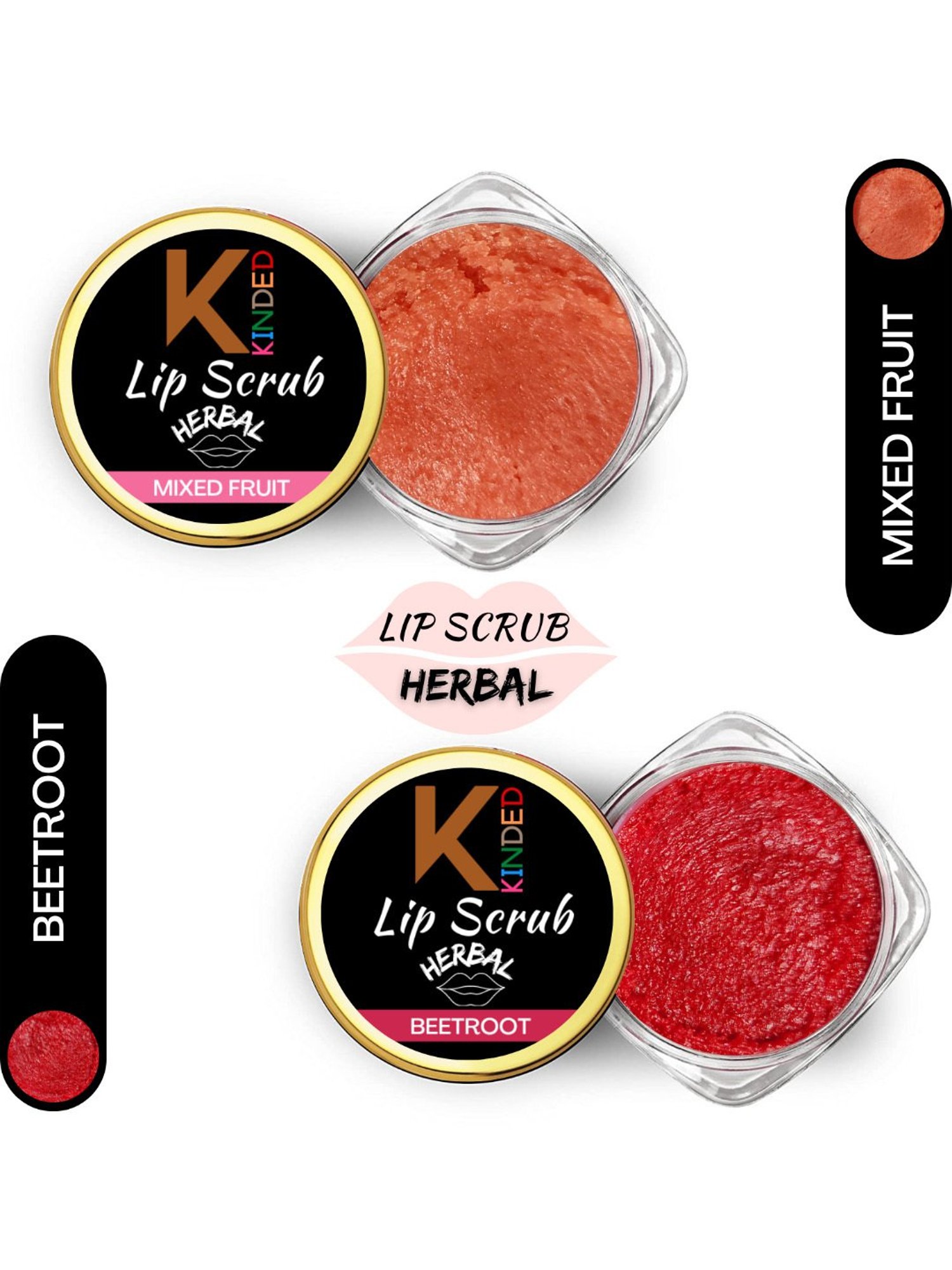 KINDED Herbal Mixed Fruit & Beetroot Lip Scrub Combo