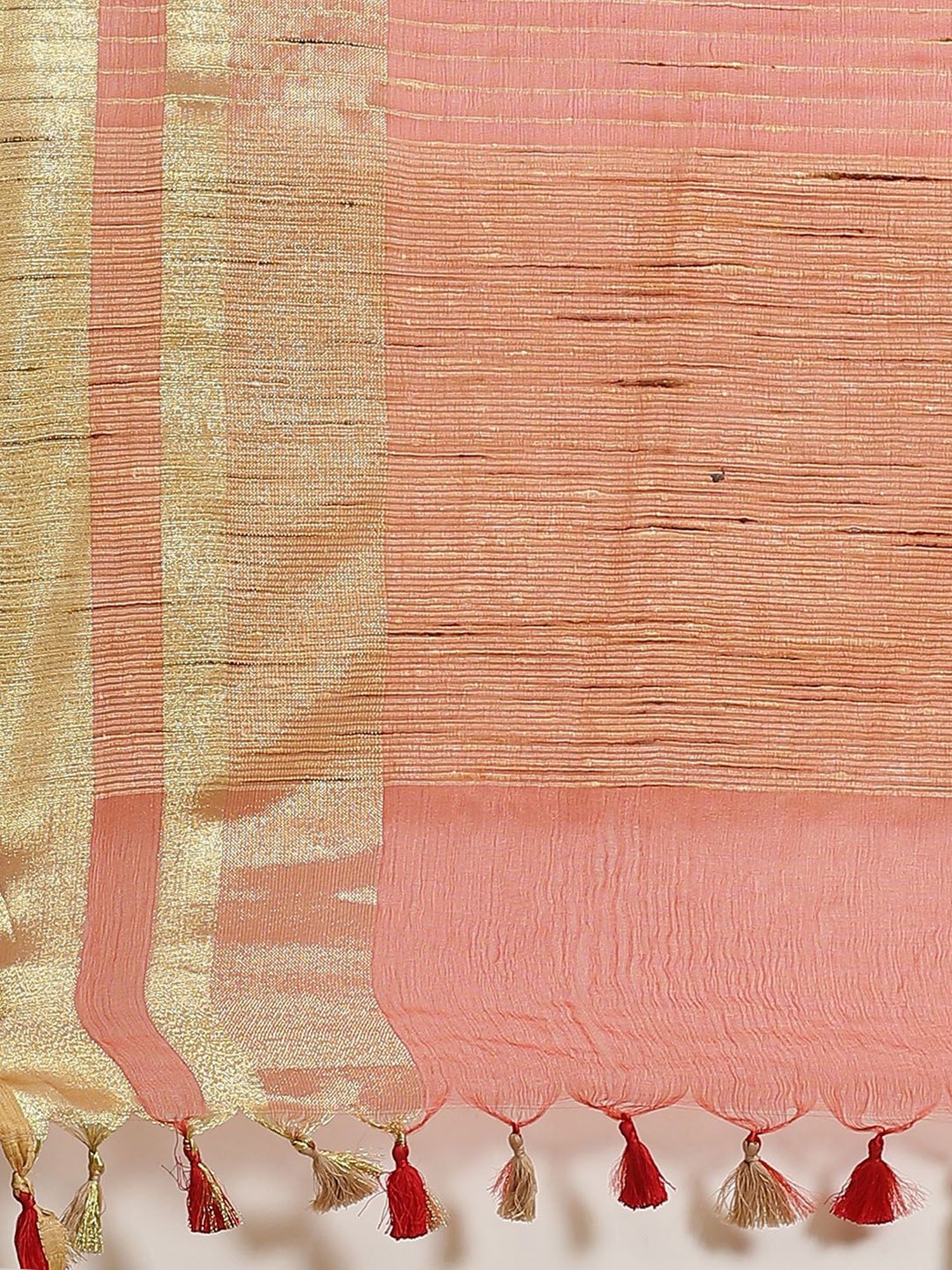 Kalakari India Peach Embroidered Saree With Unstitched Blouse