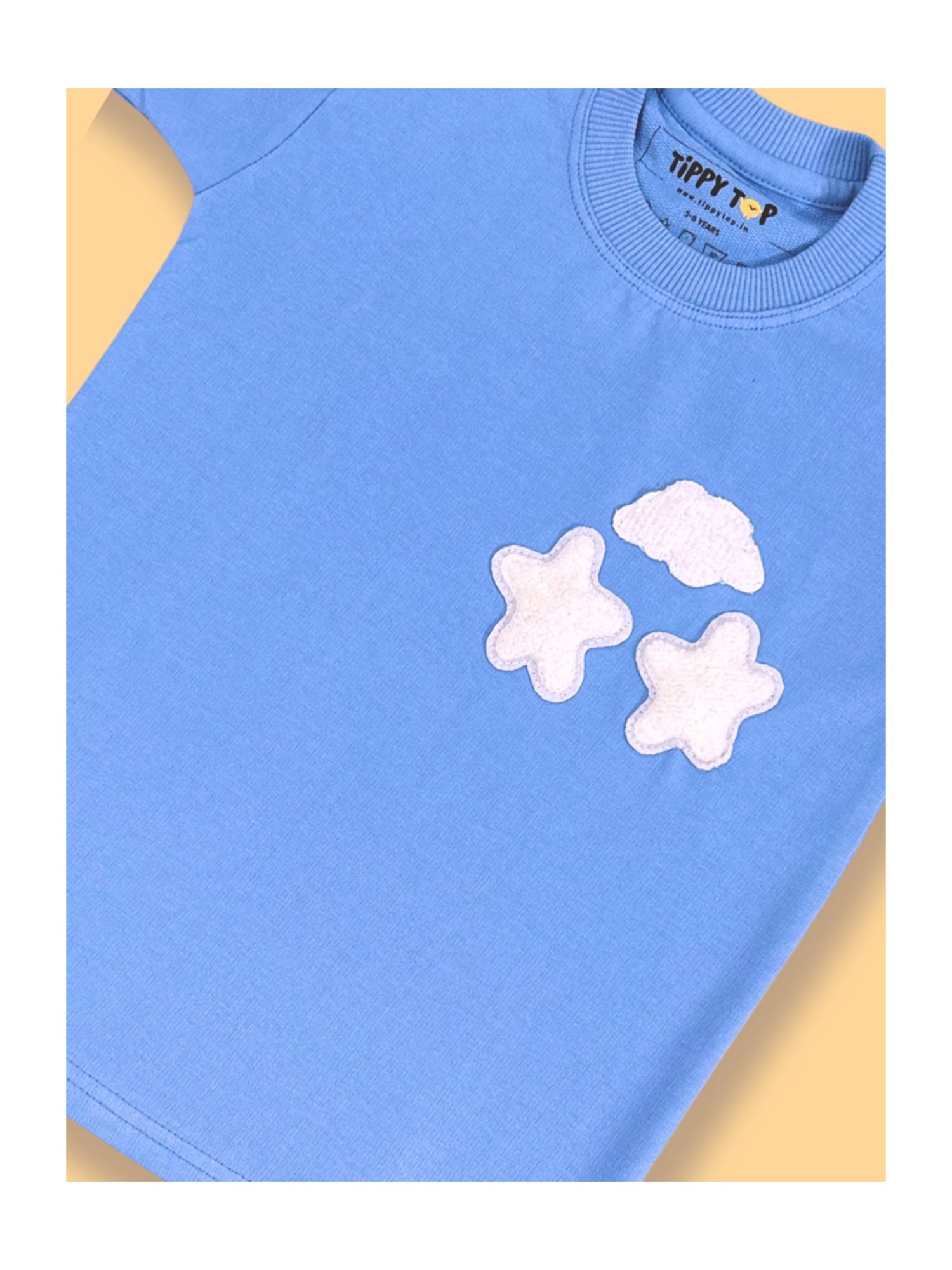 Tippy Top Kids Light Blue Self Design T-Shirt