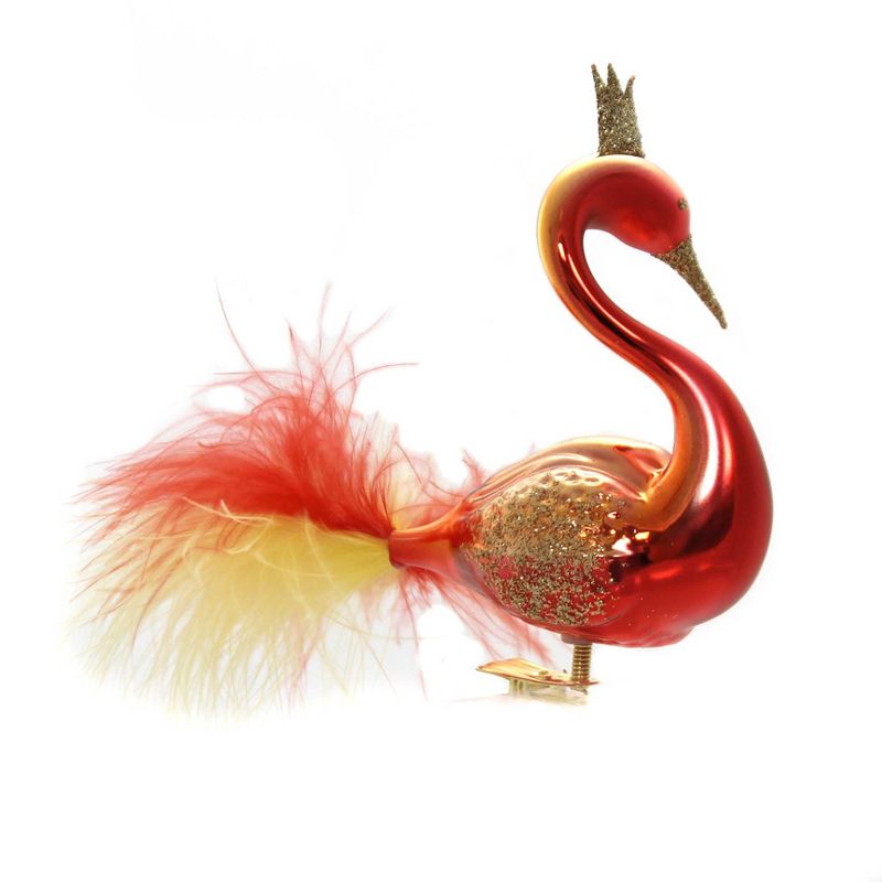 Golden Bell Collection 4.25" Red Swan With Crown Ornament Clip-On  -  Tree Ornaments