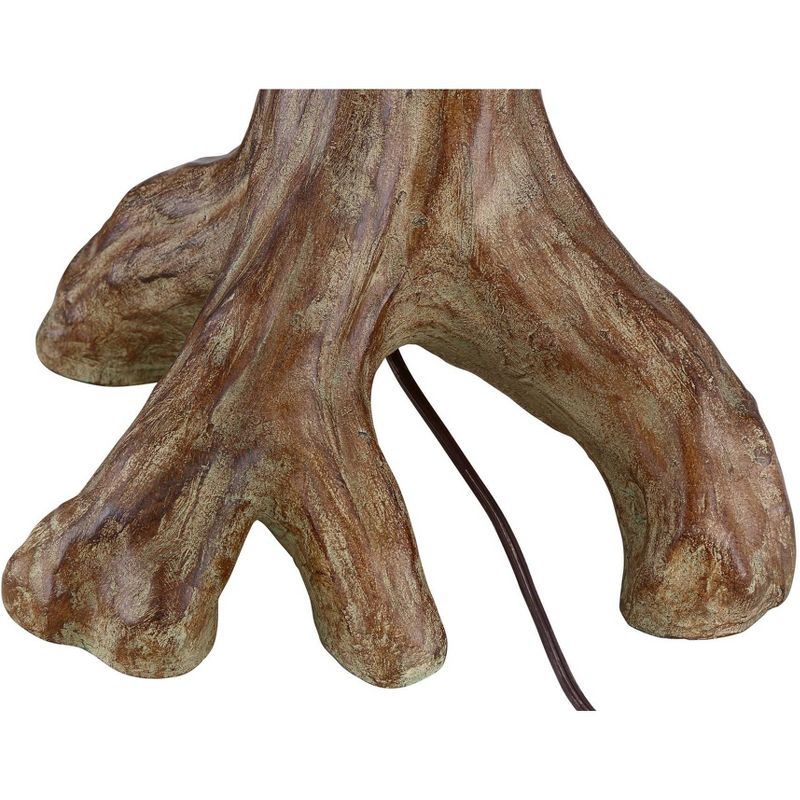 Barnes and Ivy Rustic Country Cottage Floor Lamp Faux Wood Tree Brown Wicker Drum Shade for Living Room Reading Bedroom Office