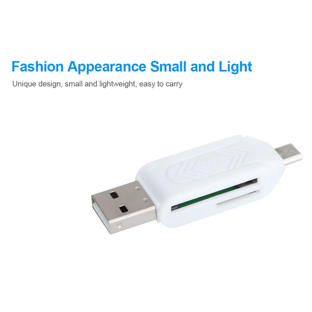 Multifunctional Card Reader USB A Micro USB 2-in-1 OTG Card Reader Support SD/TF Card for Phone PC Laptop Black