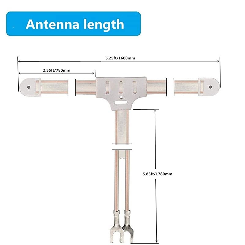 300 Ohm FM Antenna T Shape Dipole Radio Ant with Spade Terminal for Yamaha Sharp JVC Marantz Vintage Stereo Tuner Receiver