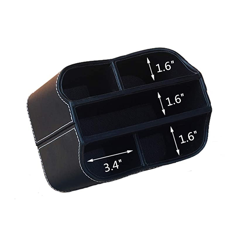 Remote Control Holder 360 Degree Rotatable PU Leather Storage Container for TV Remote Phone Caddy Eyeglasses Desk Organizer