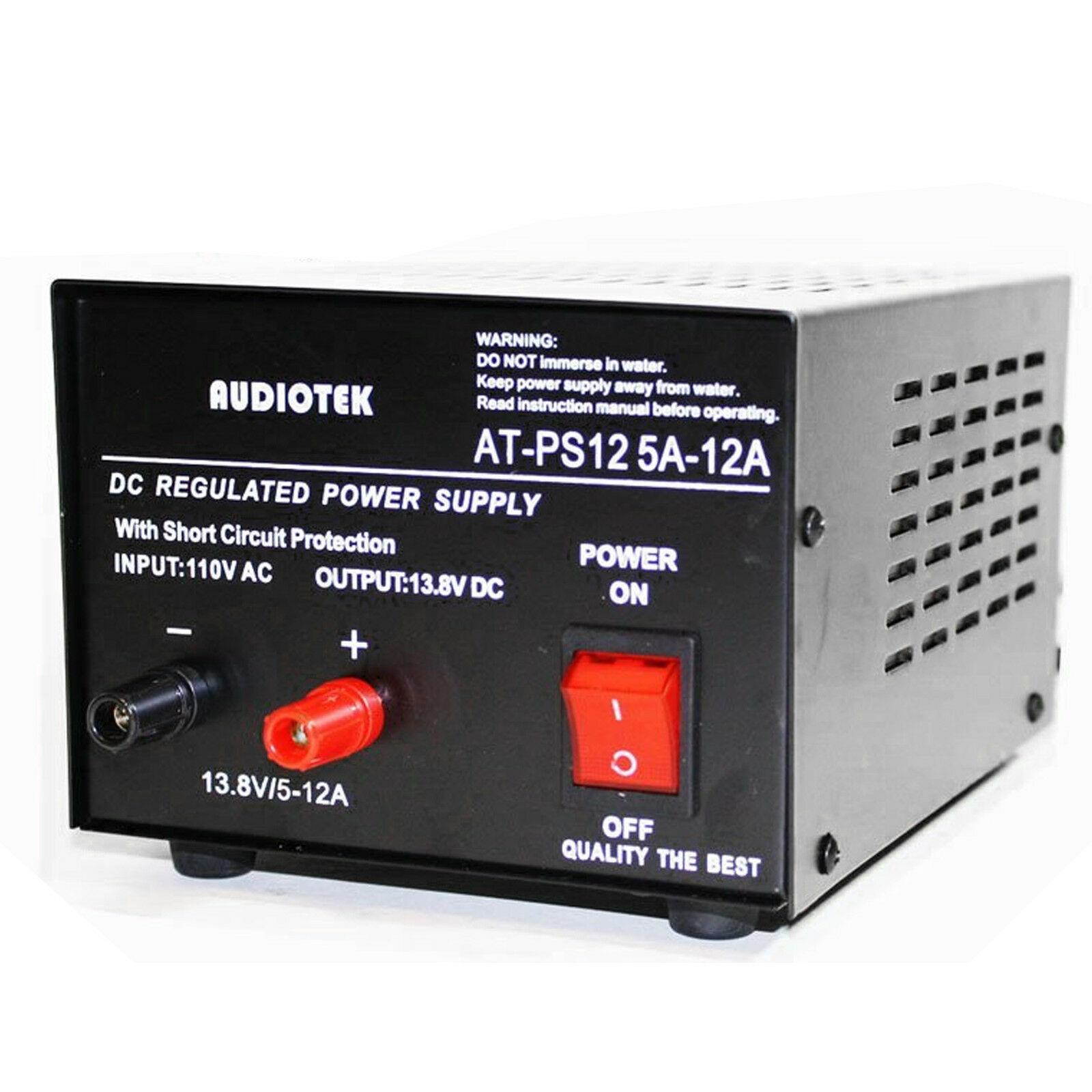 Audiotek - AT-PS12 Output 12A Amp Mobile 13.8 Volt DC Power Supply