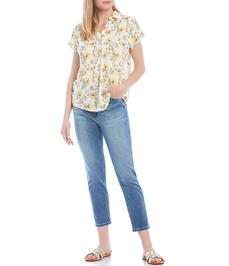 KUT from the Kloth Noemi High Rise Fab Ab Fit Technique Straight Leg Crop Ankle Jeans