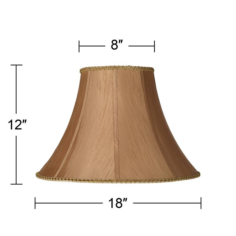 Springcrest Earthen Gold Large Round Bell Lamp Shade 8" Top x 18" Bottom x 12" Height x 13" Slant (Spider) Replacement with Harp and Finial
