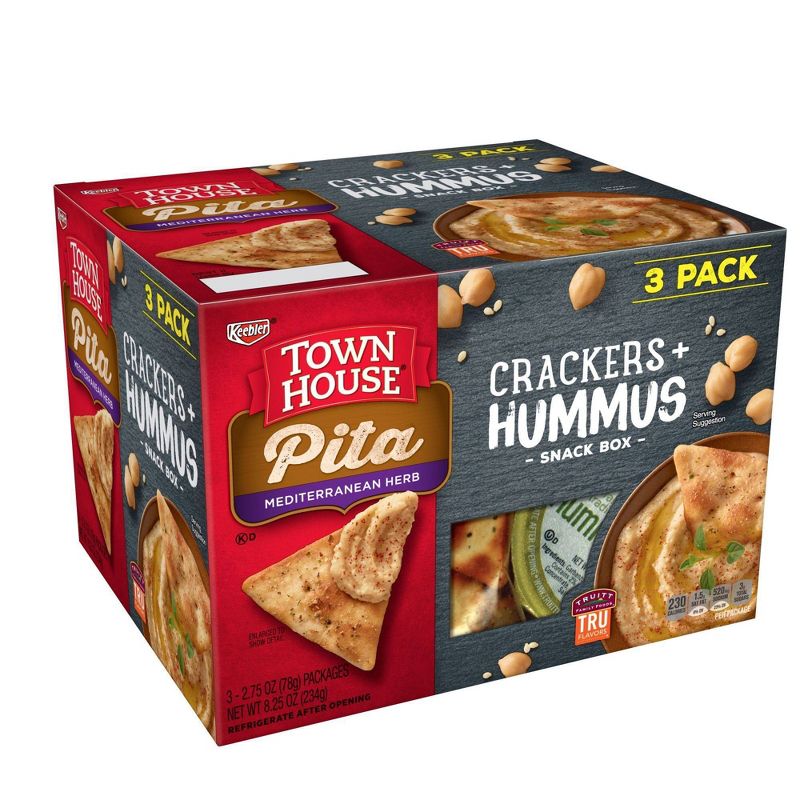 Townhouse Mediterranean Herb Pita Crackers & Hummus Snackbox - 3ct