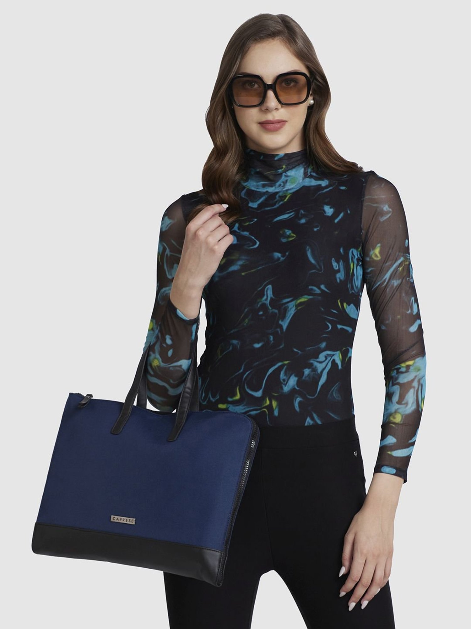 Caprese Rogue Navy Solid Large Laptop Messenger Bag