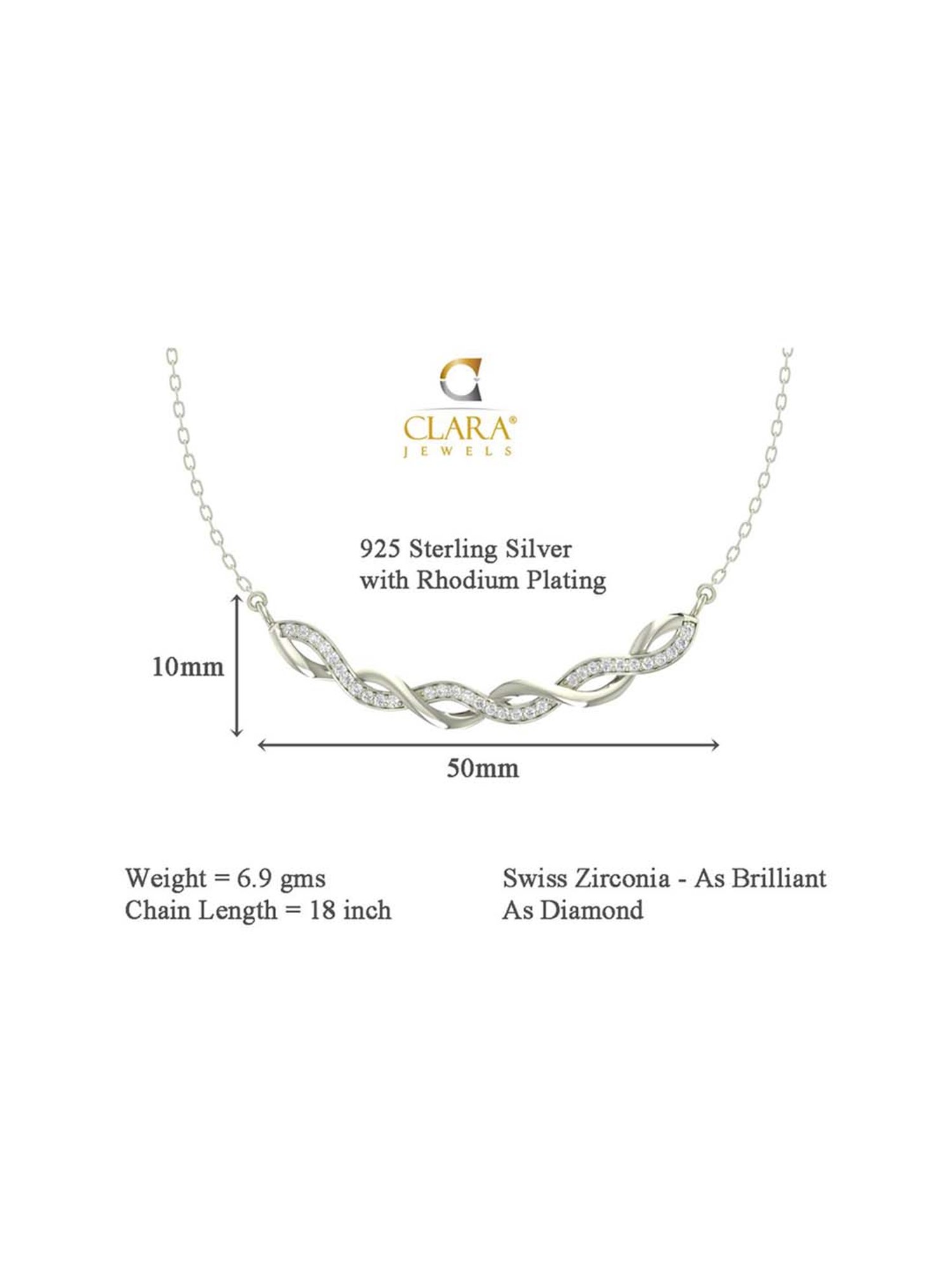 Clara Twist 92.5 Sterling Silver Pendant with Chain