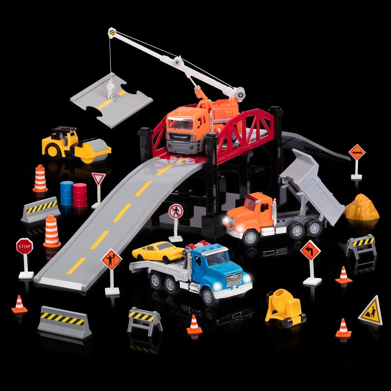 DRIVEN – Construction Playset with Toy Trucks and Bridge (39pc) – Micro Series