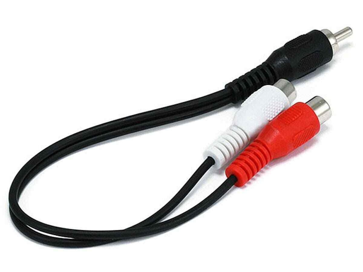 6 inch RCA Cable Splitter 1 Male to 2 Female Plugs M/2F Composite Audio 6
