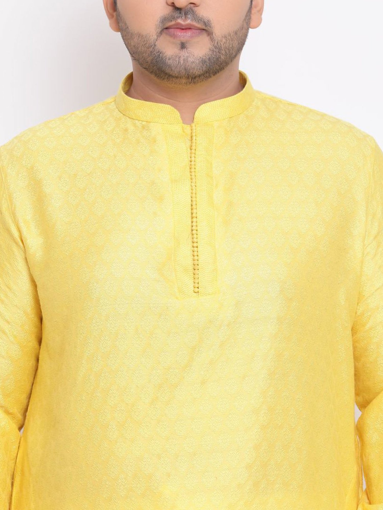 KISAH PLUS Yellow Regular Fit Jacquard Kurta Bottom Set